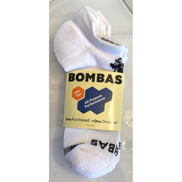 Bombas Accessories - Bombas 4 Pair Pack All Purpose Performance Socks Large White Ankle Midwe…